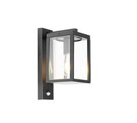 Qazqa charlois - Eclairage exterieur avec detecteur de mouvement - 1 lumière - L 14 cm - Noir - Rustique - éclairage extérieur