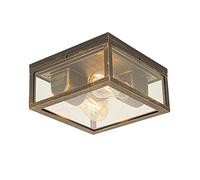 Qazqa charlois - Plafonnier - 2 lumière - L 24 cm - Doré/Laiton - Rustique - éclairage extérieur - Salle de bains