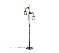 Qazqa chon - Lampadaire avec Abat-Jour - 2 lumière - H 155 cm - Noir - Rustique - éclairage intérieur - Salon I Chambre I Cuisine I Salle à manger