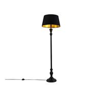 Qazqa classico - LED Dimmable Lampadaire avec Abat-Jour variateur inclus - 1 lumière - H 155 cm - Noir - Classique/Antique - éclairage intérieur - Salon I Chambre I Cuisine I Salle à manger