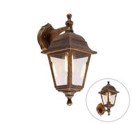 Qazqa Classique/Antique Applique Murale D'extã©Rieur Or / Dorã©E / D'or Antique Rã©Glable Ip44 - Capital Verre /Plastique Dorã©/Laiton Carrã© / Jardin / Luminaire / Lumiere / ÃClairage E27 Max. 1 X 15