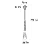 Qazqa Classique/Antique Lanterne D'extã©Rieur Classique Noire 200 Cm Ip44 - New Orleans Acier Inoxydable /Verre Noir Oblongue / Jardin / Luminaire / Lumiere / ÃClairage E27 Max. 1 X 60 Watt Noir
