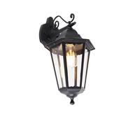 Qazqa Classique/Antique Lanterne Murale D'extã©Rieur Classique Noire Ip44 - New Orleans Down Acier Inoxydable /Acier Noir Rectangle Oblique / Jardin / Luminaire / Lumiere / ÃClairage E27... Noir