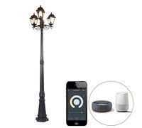 Qazqa Classique/Antique Smart Lantaarn Zwart 3-Lichts Ip44 Incl. Wifi St64 - Capital Plastique /Verre Noir Oblongue / Extã©Rieur / Jardin / Luminaire / Lumiere / ÃClairage E27 Max. 3 X 7... Noir