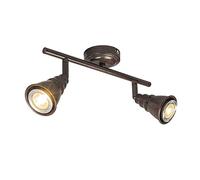 Qazqa coney - Spot plafond, plafonnier - 2 lumière - L 300 mm - Brun rouille - Rustique, Rétro - éclairage intérieur - Salon I Chambre I Cuisine I Salle à manger