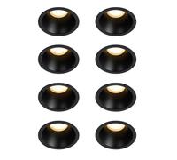 QAZQA Dept Spot encastrable - lot de 8 - 7.8x7.8x6.5cm - à intensité réglable - IP44 - Rond - Noir 8x SW1187257