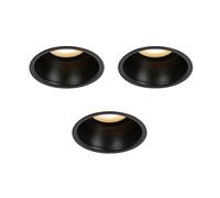 QAZQA Dept Spot encastrable moderne - set de 3 - 8,8x8,8x9,2cm - dimmable - IP44 - noir mat 3x SW1187253