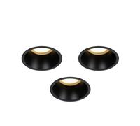 QAZQA Dept spot encastrable - set de 3 - 10.5x10.5x10.4cm - dimmable - IP44 - noir mat 3x SW1187255