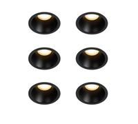 QAZQA Dept spot encastré - set de 6 - 7,8x7,8x6,5cm - dimmable - IP44 - noir mat 6x SW1187257