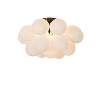 Qazqa Design /Art Deco Art Deco Plafondlamp Zwart Met Opaal Glas 4-Lichts - Uvas Verre /Acier Blanc,Noir Globe / Luminaire / Lumiere / Éclairage / Intérieur / Salon / Cuisine G9 Max. 4 X 28... Noir