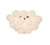 Qazqa Design /Art Deco Art Deco Plafondlamp Zwart Met Opaal Glas 6-Lichts - Uvas Verre /Acier Blanc,Noir Globe / Luminaire / Lumiere / Éclairage / Intérieur / Salon / Cuisine G9 Max. 6 X 28... Noir