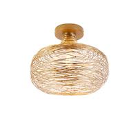 Qazqa Design Design Plafondlamp Goud - Sarella Acier Dorã©/Laiton Rond / Luminaire / Lumiere / ÃClairage / Intã©Rieur / Salon / Cuisine E27 Max. 1 X 40 Watt Multicolore