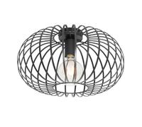 Qazqa Design Design Plafondlamp Zwart 39 Cm - Johanna Acier Noir Rond / Luminaire / Lumiere / Éclairage / Intérieur / Salon / Cuisine E27 Max. 1 X 40 Watt Noir