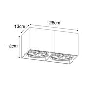 Qazqa Design Design Plafonnier  Plafonnier Spot à Fixer Au Plafond Wit Rechthoekig Ar111 2 Ampoules-Lichts - Box Aluminium Blanc Rectangulaire / Luminaire / Lumiere / ÃClairage /... Blanc