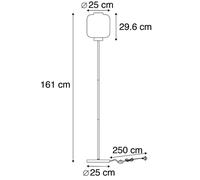 Qazqa Design Lampadaire / Lampe De Sol / Lampe Sur Pied / Luminaire / Lumiere / ÃClairage Design Noir Avec Verre Ambrã© - Qara /Acier Noir Oblongue / Intã©Rieur / Salon E27 Max. 1 X 60 Watt Noir