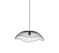 Qazqa Design Lampe Ã Suspension / Lustre / Luminaire / Lumiere / ÃClairage Design Noire 50 Cm - Pua Acier Noir Oblongue / Intã©Rieur / Salon / Cuisine E27 Max. 1 X 40 Watt Noir