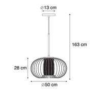Qazqa Design Lampe à Suspension / Lustre / Luminaire / Lumiere / ÃClairage Design Or / Dorã©E / D'or Avec Noir 50 Cm - Marnie Acier Noir,Dorã©/Laiton Rond / Intã©Rieur / Salon / Cuisine E27 Max. 1 X 6