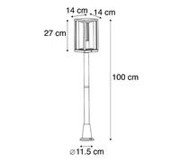 Qazqa Design Lanterne D'extã©Rieur Industrielle Noire 100 Cm Ip44 - Charlois Aluminium /Verre Noir,Transparent Oblongue / Jardin / Luminaire / Lumiere / ÃClairage E27 Max. 1 X 40 Watt Noir