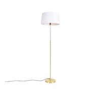 Qazqa Design /Moderne Lampadaire / Lampe De Sol / Lampe Sur Pied / Luminaire / Lumiere / ÃClairage Or / Dorã©E / D'or / Laiton Avec Abat-Jour En Lin Blanc 45 Cm - Parte Acier /Tissu... Blanc