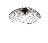 Qazqa Design Plafonnier Design Noir 50 Cm - Pua Acier Noir Rond / Luminaire / Lumiere / ÃClairage / Intã©Rieur / Salon / Cuisine E27 Max. 1 X 40 Watt Noir