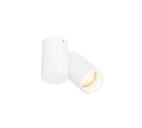 Qazqa Design Plafonnier Spot Design Blanc Réglable - Michael Acier Blanc Cylindre / Luminaire / Lumiere / Éclairage / Intérieur / Salon / Cuisine Gu10 Max. 1 X 50 Watt Blanc