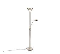 Qazqa diva - LED Dimmable Lampadaire avec lampe de lecture variateur inclus - 1 lumière - H 1800 mm - Acier - Moderne - éclairage intérieur - Salon I Chambre I Cuisine I Salle à manger