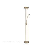 Qazqa diva - LED Dimmable Lampadaire avec lampe de lecture variateur inclus - 1 lumière - H 1800 mm - Bronze - Classique/Antique - éclairage intérieur - Salon I Chambre I Cuisine I Salle à manger