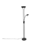 Qazqa diva - LED Dimmable Lampadaire avec lampe de lecture variateur inclus - 1 lumière - H 1800 mm - Noir - Moderne - éclairage intérieur - Salon I Chambre I Cuisine I Salle à manger