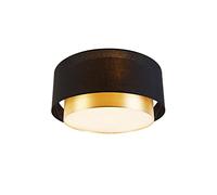Qazqa drum-neutron - Plafonnier - 3 lumière - Ø 500 mm - Noir et Or - Moderne - éclairage intérieur - Salon I Chambre I Cuisine I Salle à manger