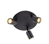 Qazqa ducha - Plafonnier - 3 lumière - Ø 250 mm - Noir - Moderne - éclairage intérieur - Salle de bains