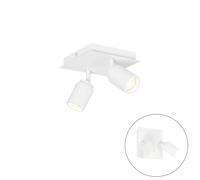 QAZQA Ducha plafonnier de salle de bains - 17x17cm - 2 spots - IP44 - carré - blanc mat 105231