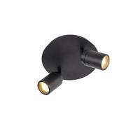 QAZQA Ducha plafonnier de salle de bains - 20x20cm - 2 spots - IP44 - noir mat 98692