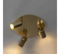 QAZQA Ducha plafonnier de salle de bains - 25x25cm - 3 spots - IP44 - laiton (doré) 104393