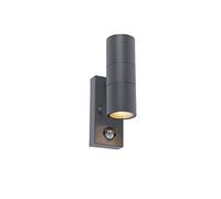Qazqa duo - Eclairage exterieur avec detecteur de mouvement - 2 lumière - H 210 mm - Gris foncé - Moderne - éclairage extérieur
