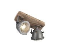 Qazqa emado - LED Smart Dimmable Spot plafond, plafonnierincl. wifi variateur inclus - 2 lumière - L 27 cm - Gris - Rustique - éclairage intérieur - Salon I Chambre I Cuisine I Salle à manger