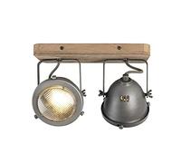 Qazqa emado - Spot plafond, plafonnier - 2 lumière - L 270 mm - Gris - Rustique - éclairage intérieur - Salon I Chambre I Cuisine I Salle à manger