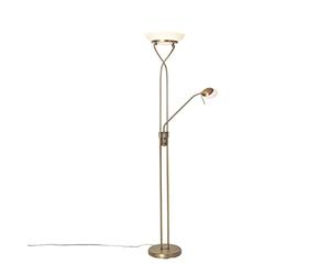 Qazqa empoli - LED Dimmable Lampadaire avec lampe de lecture variateur inclus - 1 lumière - H 1800 mm - Bronze - Moderne - éclairage intérieur - Salon I Chambre I Cuisine I Salle à manger