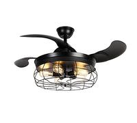 Qazqa gaiola - Ventilateur de plafond - 5 lumière - Ø 106.7 cm - Noir - Rustique - éclairage intérieur - Salon I Chambre I Cuisine I Salle à manger