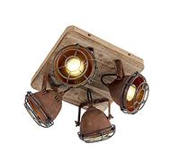 Qazqa gina - LED Dimmable Spot plafond, plafonnier variateur inclus - 4 lumière - L 27 cm - Brun rouille - Rustique - éclairage intérieur - Salon I Chambre I Cuisine I Salle à manger