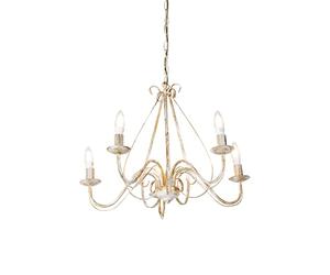 Qazqa giuseppe - LED Lustre italien - 5 lumière - Ø 60 cm - Blanc - Classique/Antique, Rustique, Rustique - éclairage intérieur - Salon