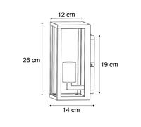 Qazqa Industriel Applique Murale Industrielle Noire 26 Cm Ip44 - Charlois Aluminium /Verre Noir,Transparent Rectangulaire / Extérieur / Jardin / Luminaire / Lumiere / Éclairage E27 Max. 1 X... Noir