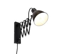Qazqa Industriel Applique Murale Industrielle Noire Réglable - Merle Tabs Acier Noir Oblongue / Luminaire / Lumiere / Éclairage / Intérieur / Salon / Cuisine E27 Max. 1 X 60 Watt Noir