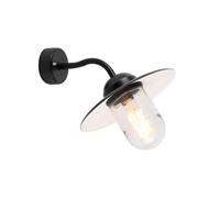 Qazqa Industriel Applique Murale Noire - Munich Acier /Verre Noir Rond / Extã©Rieur / Jardin / Luminaire / Lumiere / ÃClairage E27 Max. 1 X 60 Watt Noir
