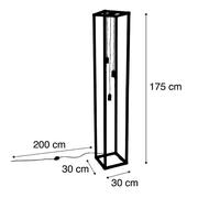 Qazqa Industriel /Design Lampadaire / Lampe De Sol / Lampe Sur Pied / Luminaire / Lumiere / Éclairage Design Noir 3 Lumières - Cage Acier /Corde Noir Rectangulaire /Oblongue / Intérieur / Salon E27 Ma