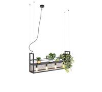 Qazqa Industriel Industriã«Le Hanglamp Zwart Met Gaas 4-Lichts - Cage Rack Acier Noir Rectangulaire / Luminaire / Lumiere / ÃClairage / Intã©Rieur / Salon / Cuisine E27 Max. 4 X 60 Watt Noir