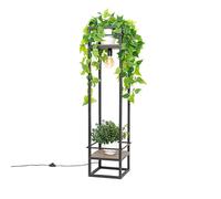 Qazqa Industriel Industriële Vloerlamp Zwart Met Hout - Cage Rack Acier /Bois Noir Oblongue / Luminaire / Lumiere / Éclairage / Intérieur / Salon E27 Max. 1 X 60 Watt Noir