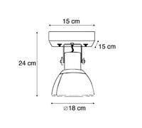 Qazqa Industriel Plafonnier Spot Industriel Noir Avec Bois De Manguier 18 Cm - Mangues Acier / Noir,Marron Rond / Luminaire / Lumiere / Éclairage / Intérieur / Salon / Cuisine E27 Max. 1 X... Noir