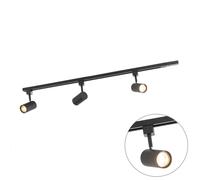 Qazqa jeana - Système de rail spot luminaire plafond, plafonnier compatible pour led - 3 lumière - L 1000 mm - Noir - Moderne - éclairage intérieur - Salon I Chambre I Cuisine I Salle à manger