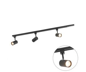 Qazqa jeana - Système de rail spot luminaire plafond, plafonnier compatible pour led - 3 lumière - L 1000 mm - Noir - Moderne - éclairage intérieur - Salon I Chambre I Cuisine I Salle à manger