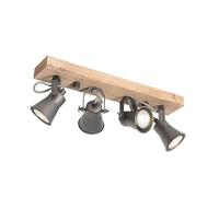 Qazqa jelle - Spot plafond, plafonnier - 4 lumière - L 46 cm - Noir - Rustique - éclairage intérieur - Salon I Chambre I Cuisine I Salle à manger